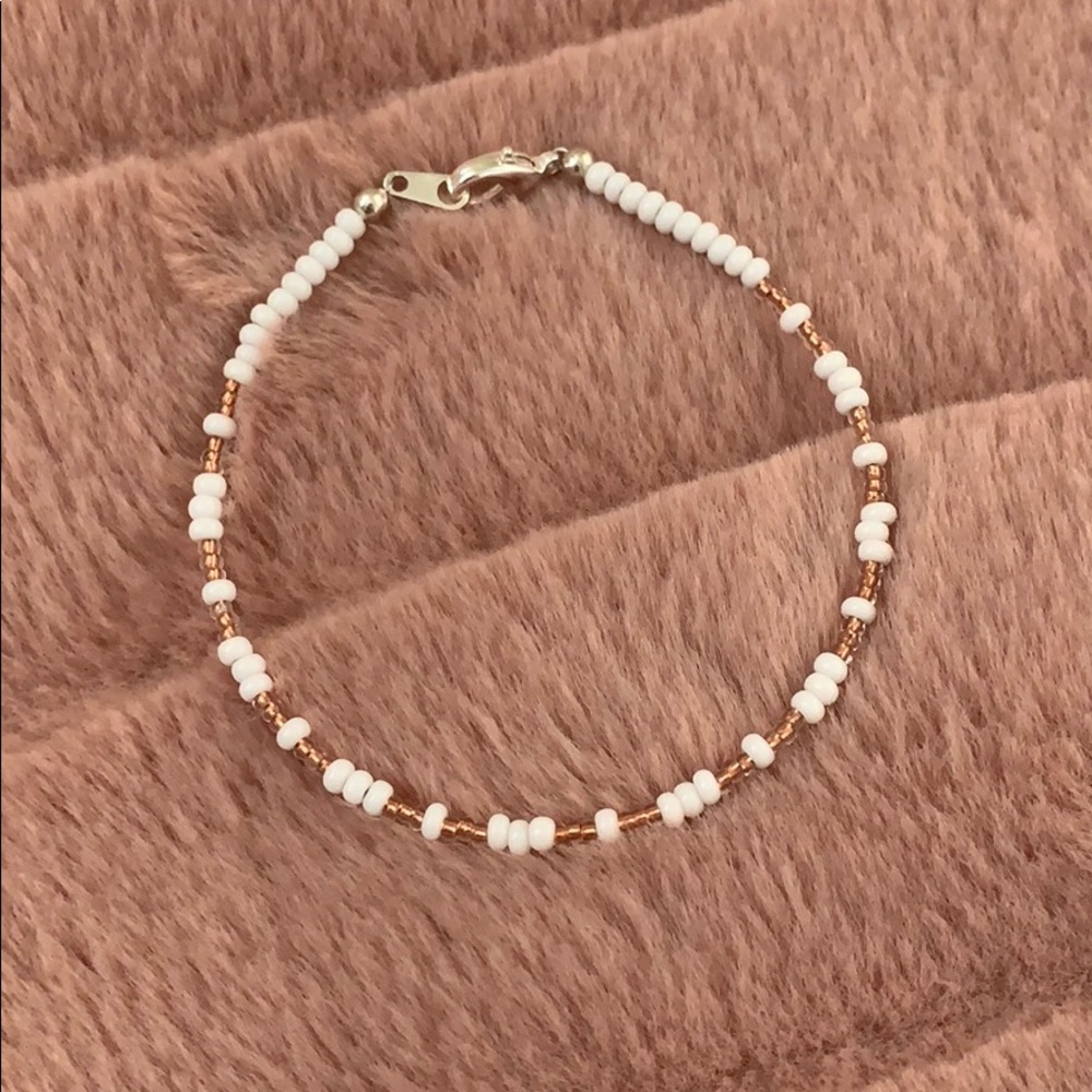Rose Gold and White seed bead anklet/bracelet